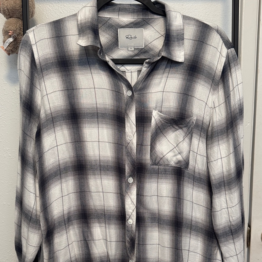 Rails Monochrome Plaid Shirt White Steel